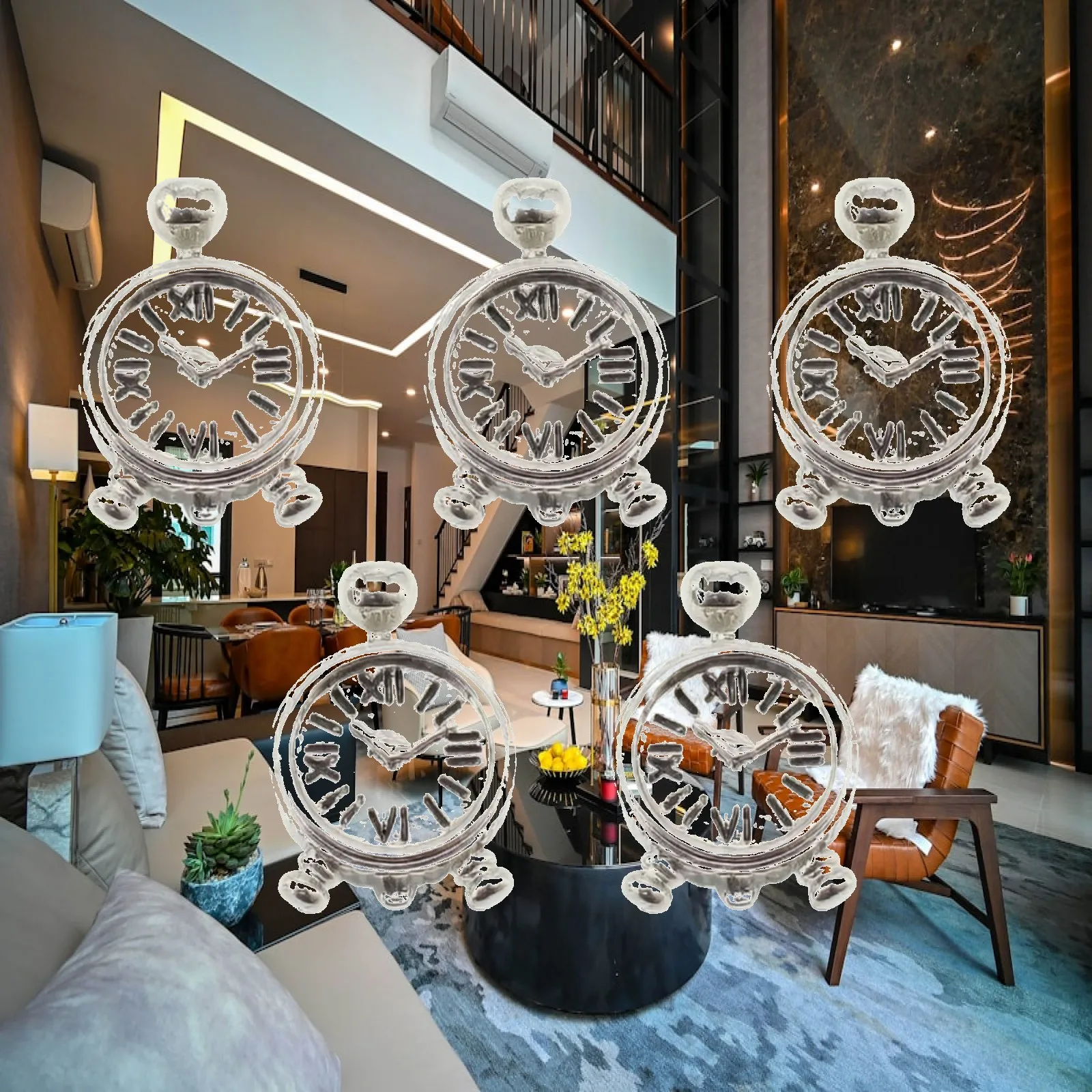 5 Pieces Dollhouse Clock Vintage-Style Mini Clock with Roman Numerals Ornament Compact Exquisite for Hobbyists, DIY Craft Scenes