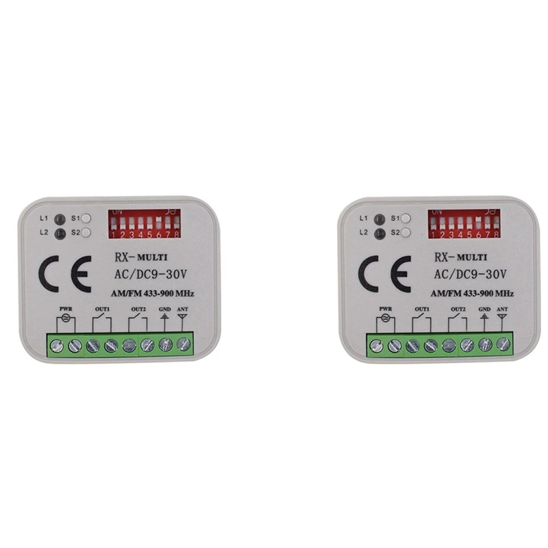 

2025 New-2X Universal Garage Door Remote Control Receiver 2CH Controller Switch For Transmitter RX Multi Frequency 433-900Mhz