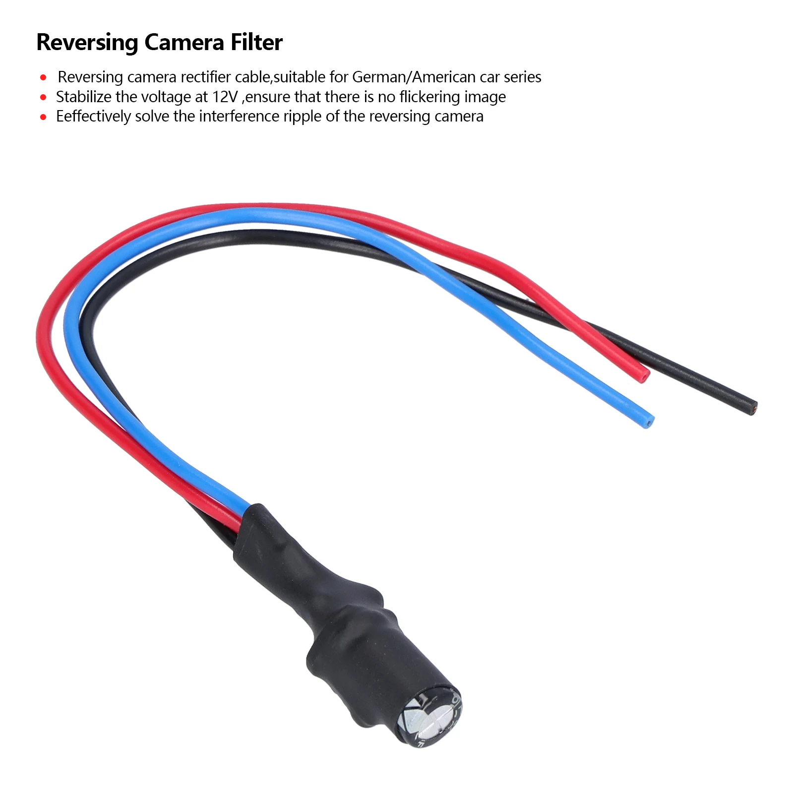 Backup Camera Rectifier Reverse Camera Signal Filter 12V Relay Capacitor Rectifier Cable for Germany/ Car Series