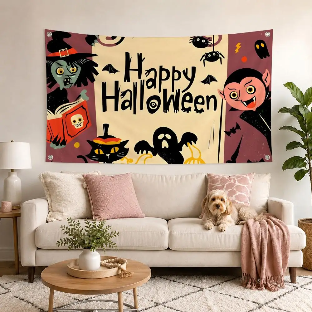 Halloween Witch Moon Halloween Flags Flag Outdoor Decor Flaga Decorative Home Objects Barber Shop Decoration Garage
