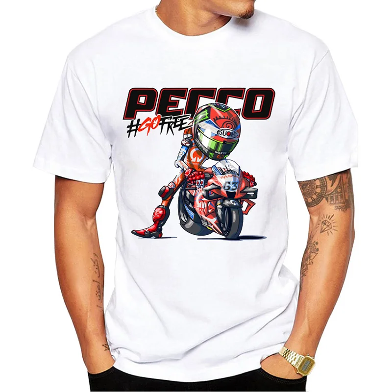 Pecco Bagnaia 63 Francesco World Champion Gift Classic T-shirt Boys\' Casual T-shirt Harajuku Motorcycle Sports White T-shirt