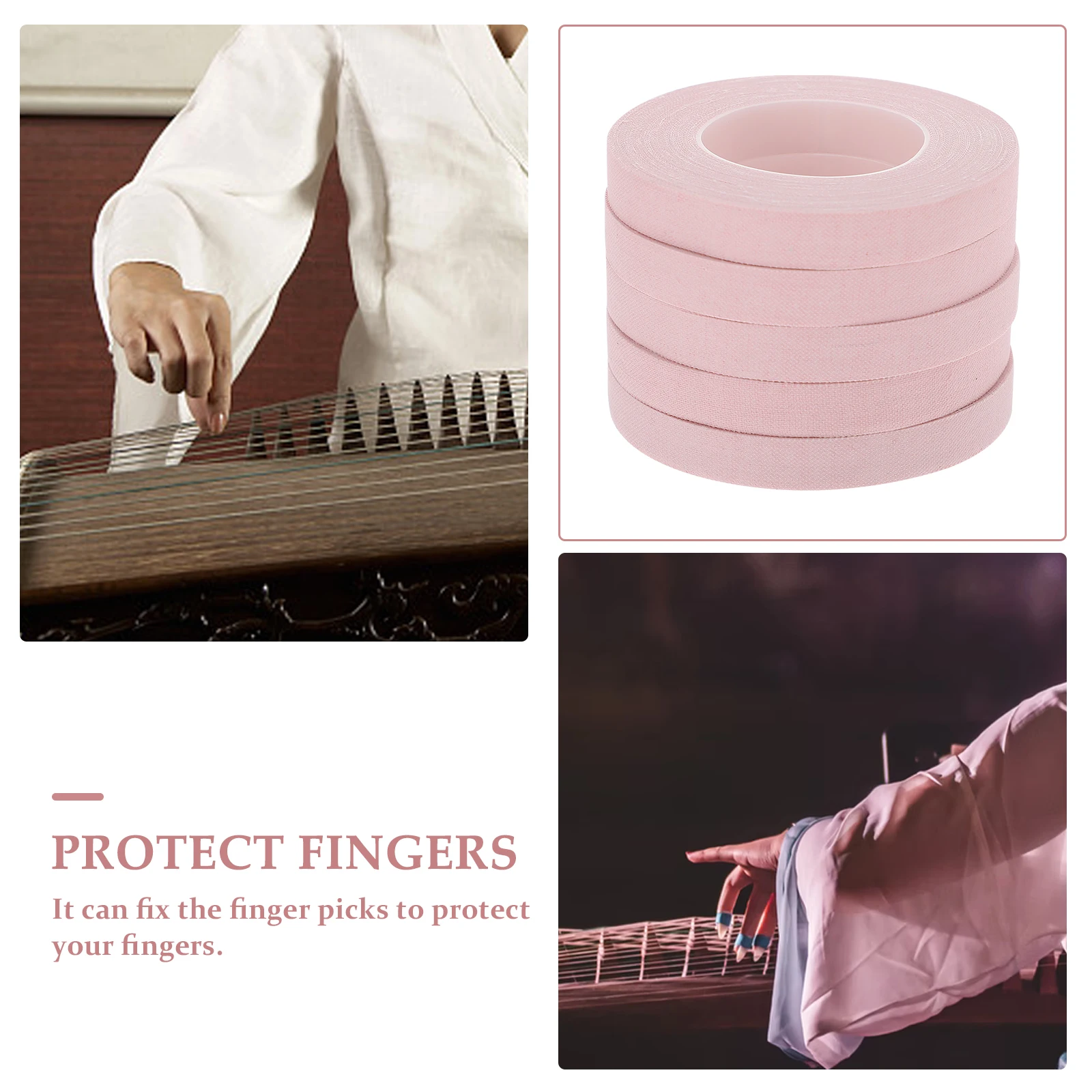 

5 Rolls Pipa Nail Tape Finger Guzheng Zither Adhesive Wear-resistant Chinese Nails Violin