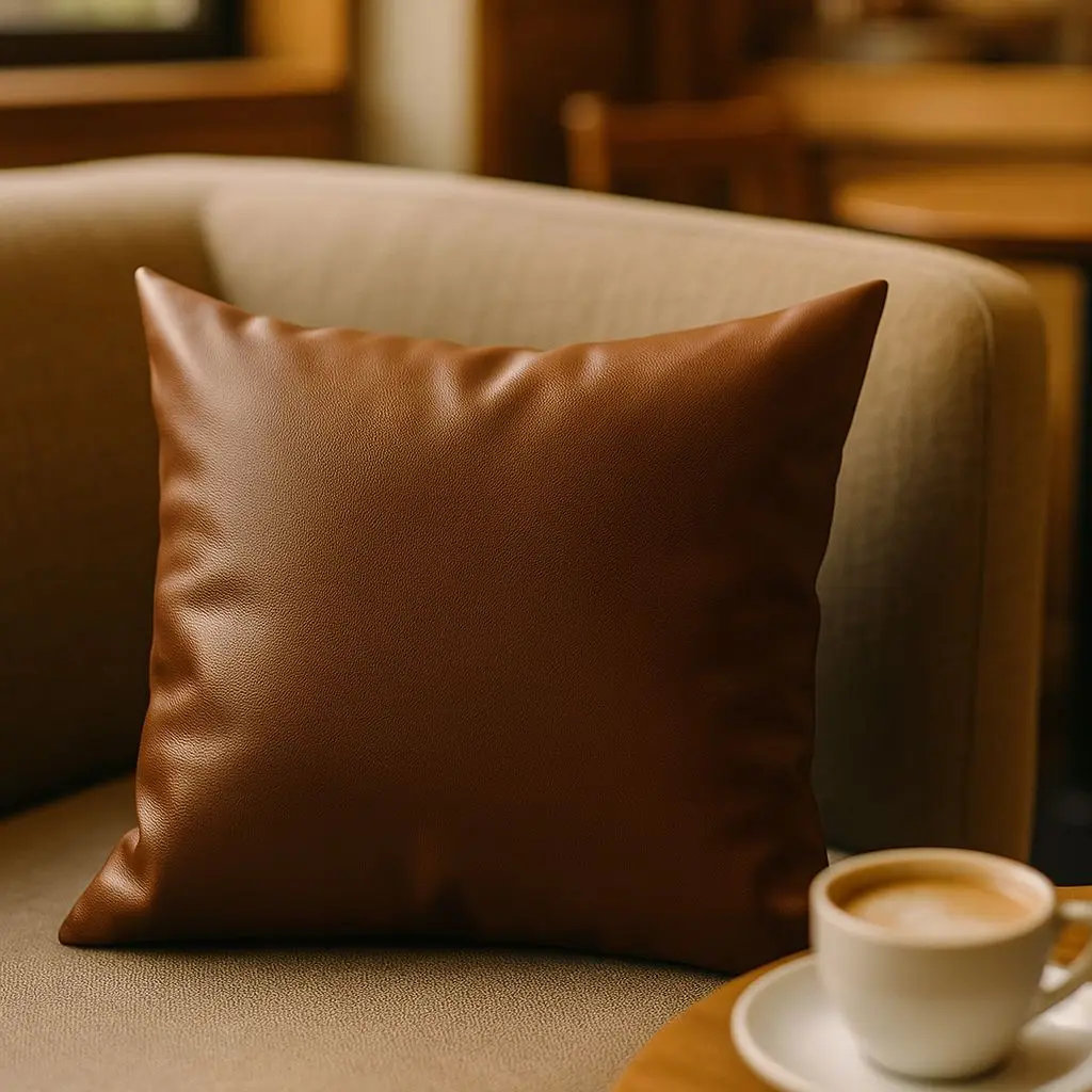 Soft Cowhide Throw Pillow Waist Pillow Living Room Sofa Technology Cloth Cushion, Lychee Pattern Simulation Leather Office Chair