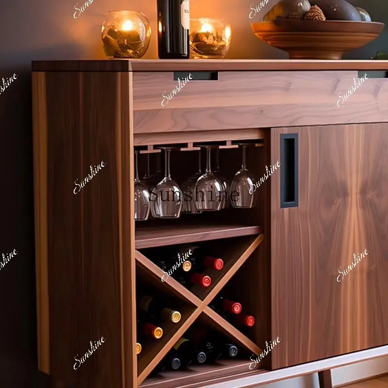 New Chinese solid wood wine cabinet, living room dining side, modern, locker
