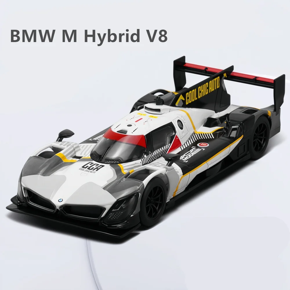 

1:24 BMW M Hybrid V8 модель спортивного автомобиля из сплава Отлитый металлический трек Модель гоночного автомобиля высокий звук искусственный подарок для детей