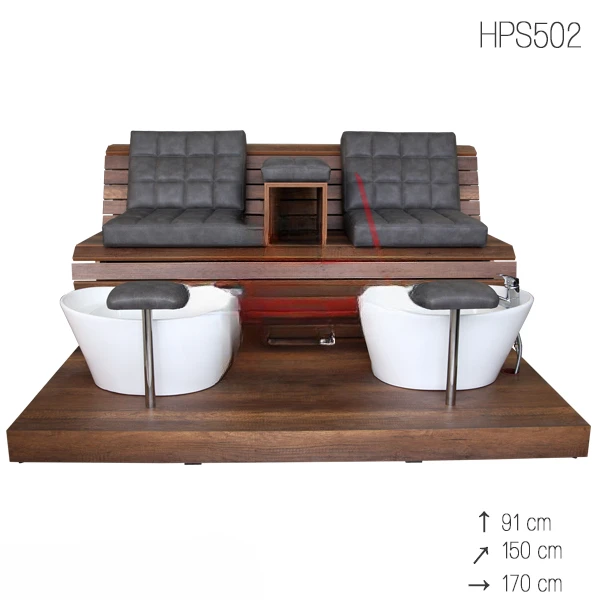 Wholesale Cheap Spa Chair Manicure Pedicure Chair Pair Set for Salon High Quality Salon Furniture Ceramic Basin for Two