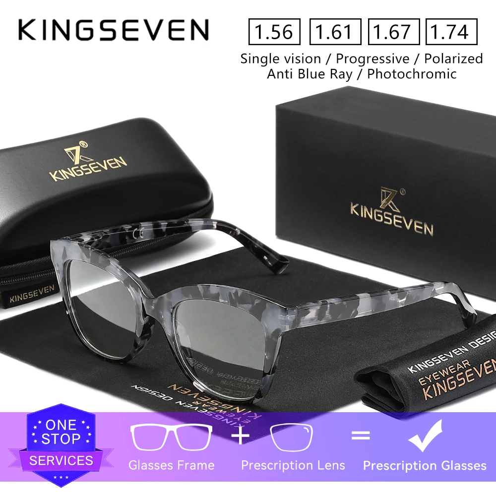 KINGSEVEN Occhiali da lettura retrò Ipermetropia Lenti ottiche Donna Miopia Ipermetropia Cat Eye Occhiali da vista anti-luce blu