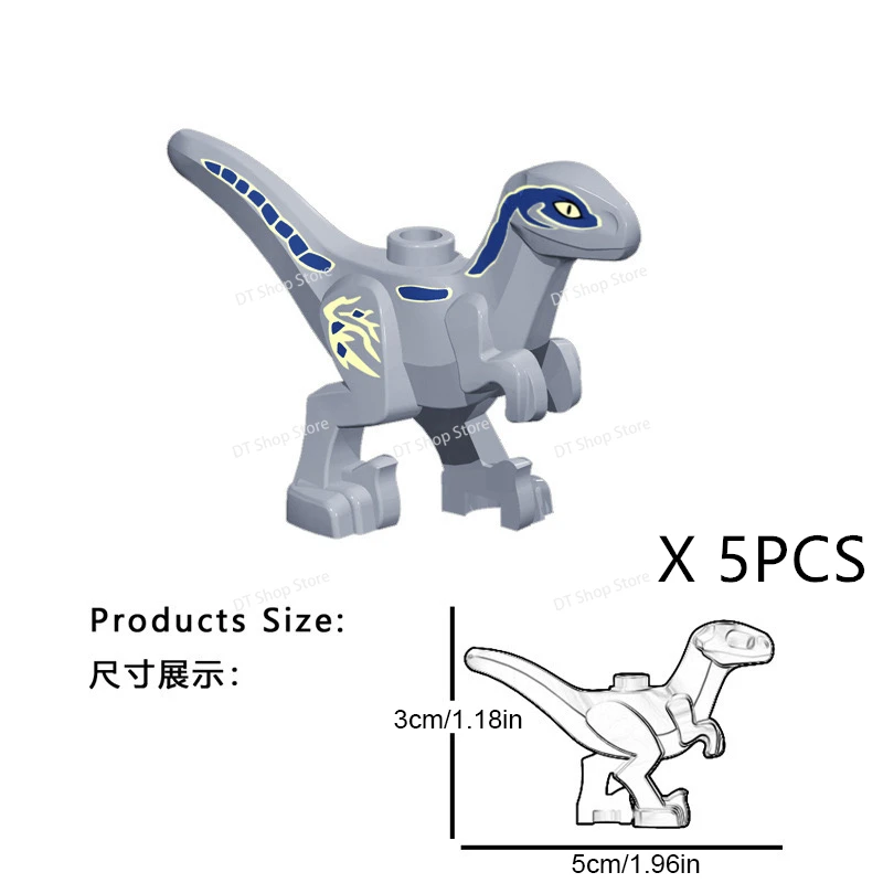 5PCS Dinosaur World MOC Chase Tyrannosaurus Rex Triceratops Stegosaurus Mini Building Blocks accessorio giocattoli Puzzle per bambini