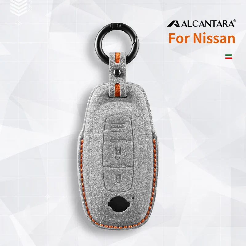 

For 2022-2023 Nissan X-trail T33 Qashqai J12 Teana Altima Ariya Alcantara Car Key Case Cover Holder Key Shell Keychain