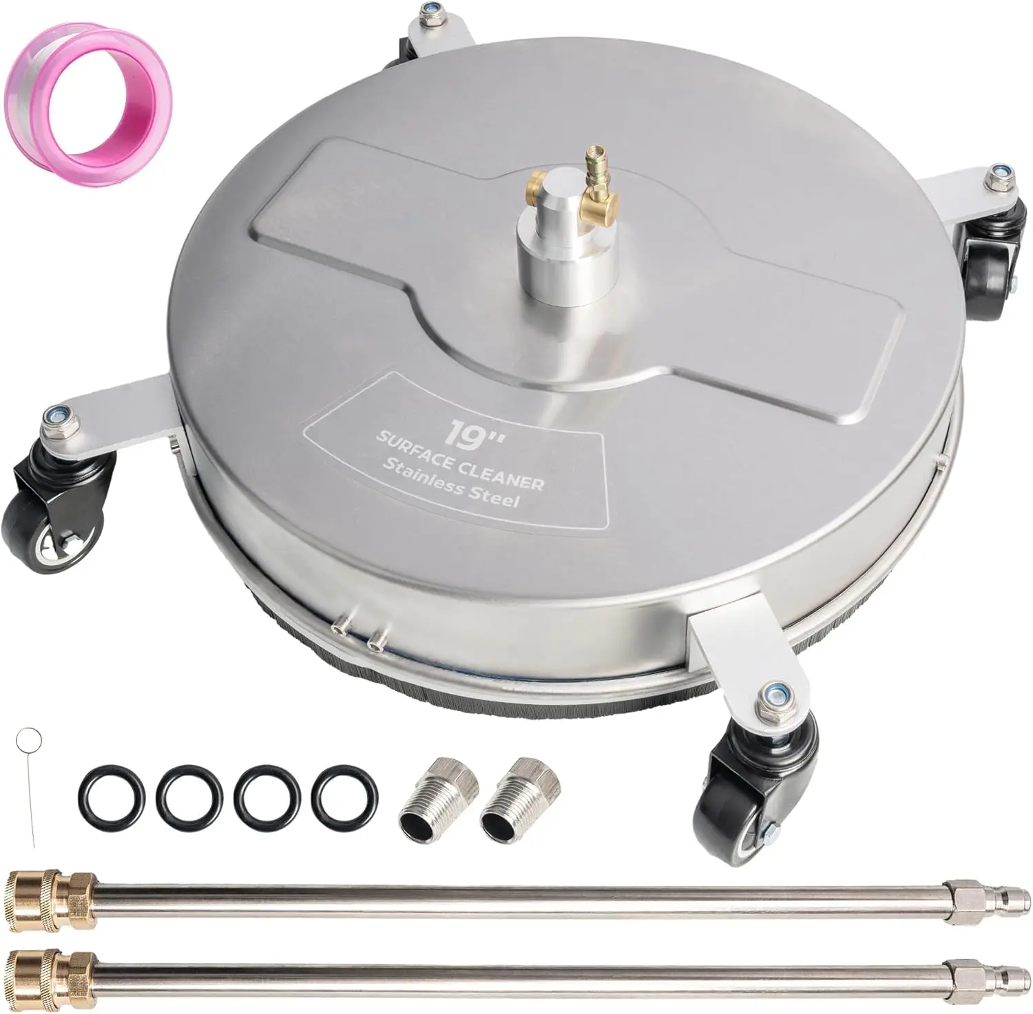 

19" Pressure Washer Surface Cleaner, Stainless Steel Surface Cleaner with 4 Wheels for Concrete, Patio,