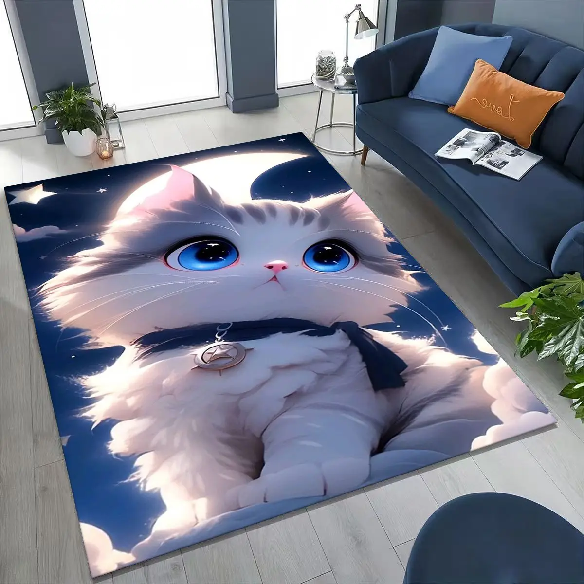 

2026 New Cute Cat Kitten Meow Cartoon Rug for Bedroom Living Room Sofa Home Doormat Decor, Large Kids Play Non-slip Floor Mat