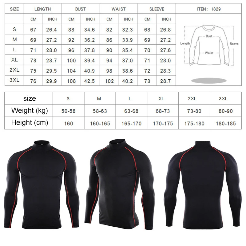 Men Compression Running T Shirt Fitness Tight Long Sleeve Sport tshirt Training Jogging Shirts Gym Sportswear Quick Dry rashgard