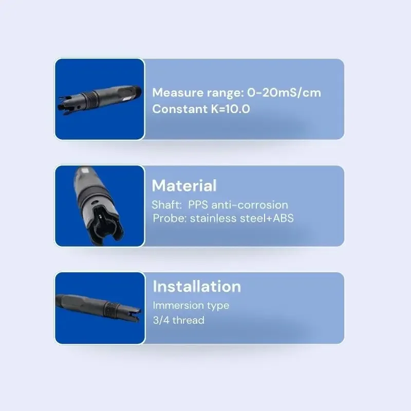 IN STOCK NEW Salt Water Seawater High Range Inline EC Sensor With RS485 Output Conductivity Electrode TDS Monitor Salinity Level
