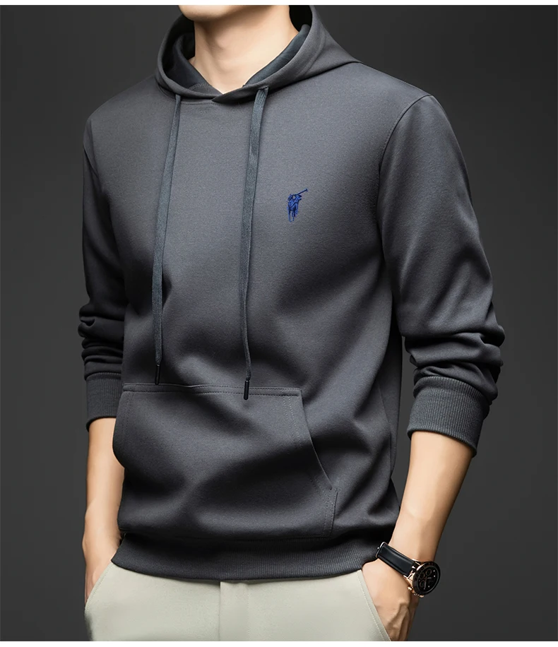 2025 New Embroidered Hoodie Solid Color Hoodie Spring and Autumn Falling Shoulder Long Sleeve Casual Coat for Men