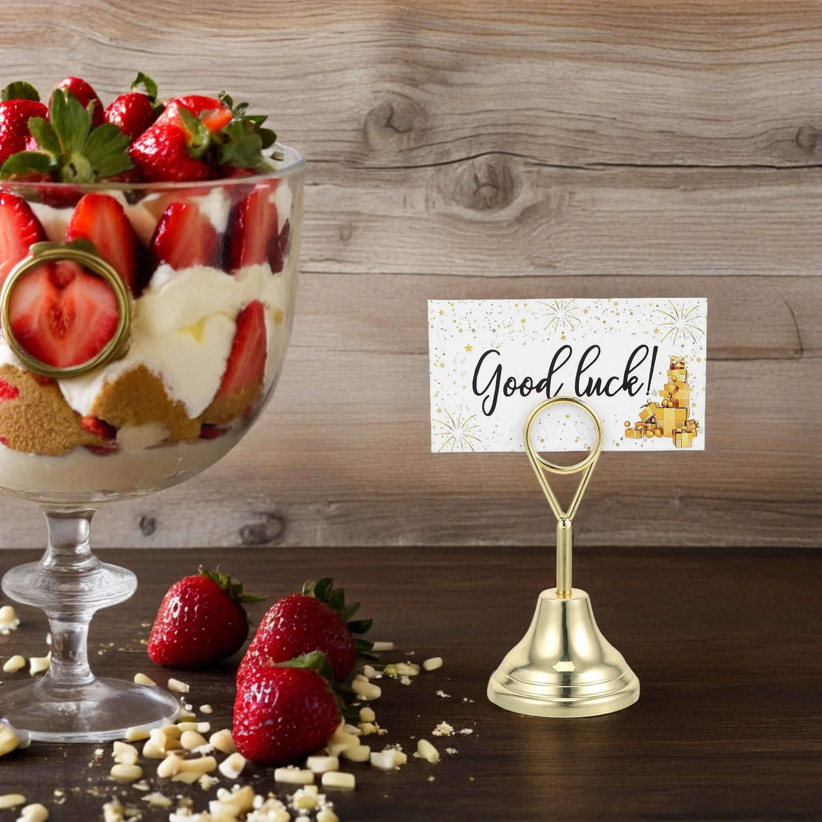 2 قطعة حامل بطاقة على شكل قطرة الماء الإبداعية 10 سنتيمتر حامل عرض معدني لبطاقات العمل المذكرات صور مكتب عمل ذهبي #6