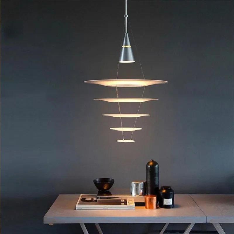 Modern Enigma Suspended Pendant Light Danish Designer Spiral Acrylic Ring LED Lamp for Hotel Dining