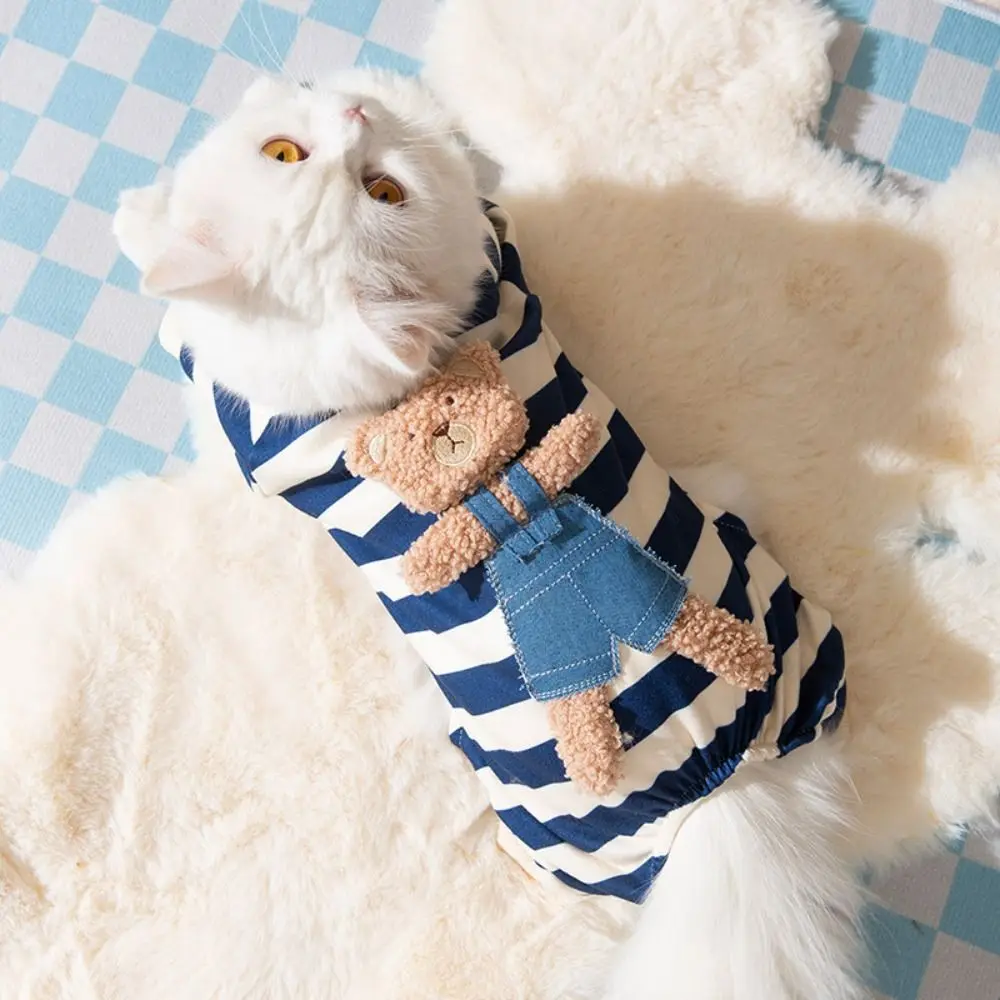 

Cartoon Pattern Kawaii Pet Clothes Keep Warm Striped Pajamas Winter Puppy Clothes Animal Clothing Cotton Dog Jumpsuits Chihuahua