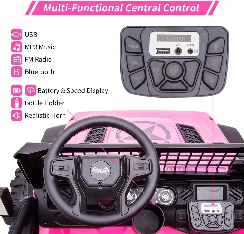 12v crianças passeio de 2 lugares carro elétrico com controle remoto veículo elétrico alimentado por bateria 2x120w motores rodas luzes led usb