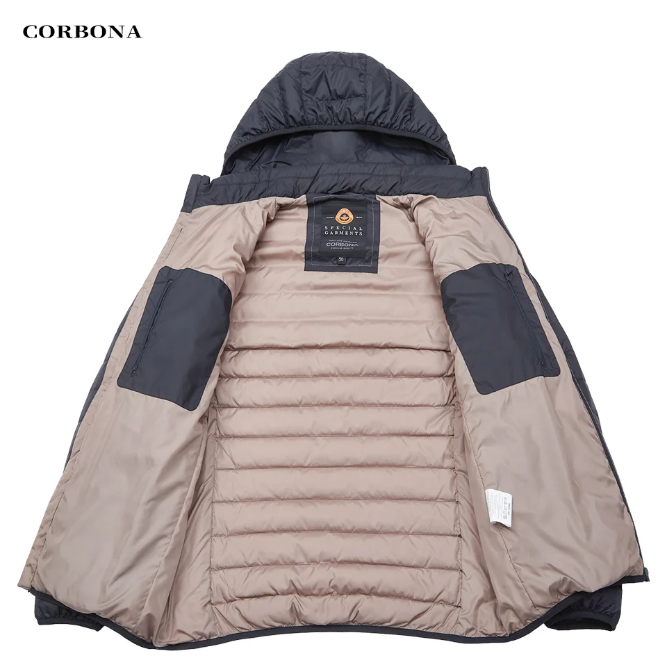 Corbona 2024 Herfst Casual Heren Oversized Winterjas Geselecteerd Katoenen Licht Jack Heren Winddicht Parka Afneembare Hoed