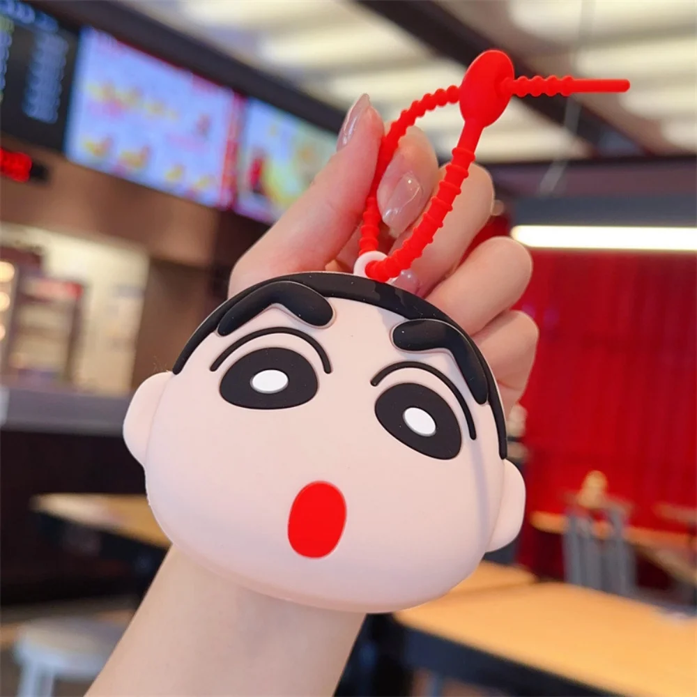 Crayon Shin-chan Soft Silicone Coin Purse Multi-functional Zipper Pouch Portable Cartoon Keychain Wallet for Coins Earphone Keys view 2