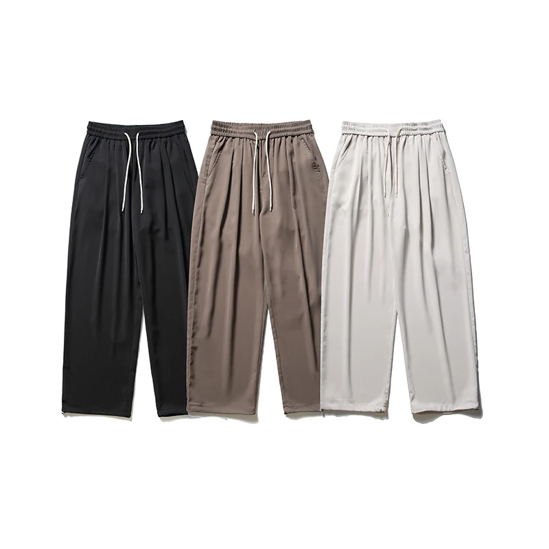 

Spring Summer Drawstring Pants for Men Loose Casual Campus Couple Wide Leg Pants Women Cityboy Harem Trousers