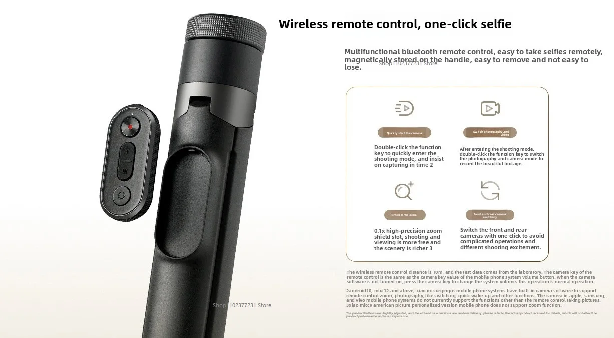 Original Xiaomi Zoom Boden-Selfie-Stick mit Bluetooth-Fernbedienung, Tragbares Multifunktionales Stativ – Detail 6