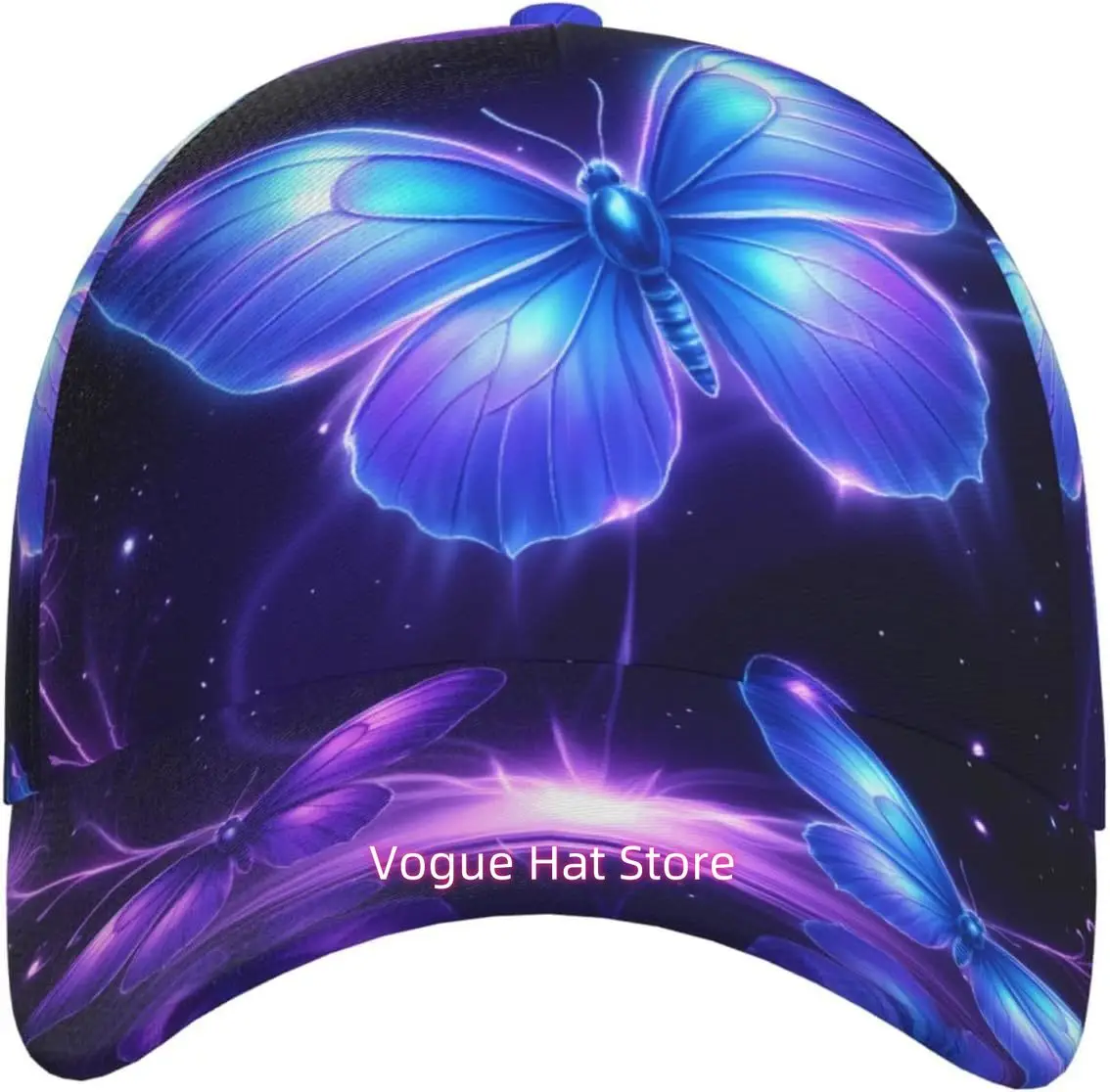Butterfly Fantasy Reflection Pattern Baseball Cap Adjustable Cotton Baseball Hat for Sports, Outdoor, Travel Gifts for Men Black