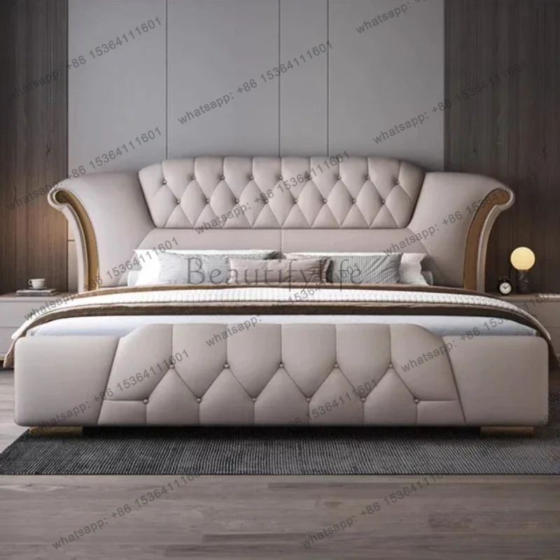FG king size leather Double bed 180x200cm Modern minimalist design bedroom beds High end luxury camas matrimoniales furniture
