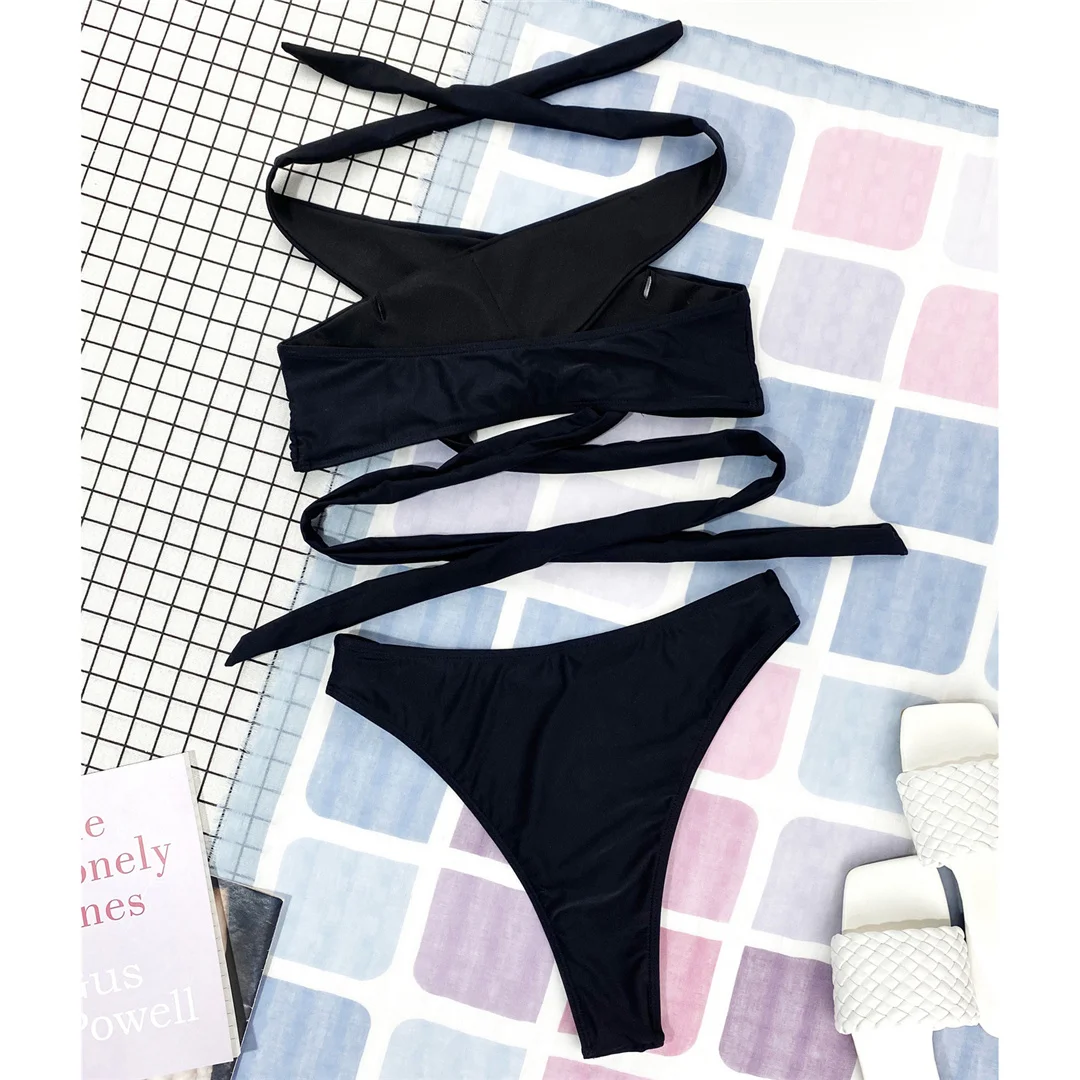 Neue 5-Farben-Bikini-Sets für Damen, zweiteiliger Badeanzug, weiß, mit Ausschnitten, brasilianischer Badeanzug, Badebekleidung, Modell V3366B – Detail 34
