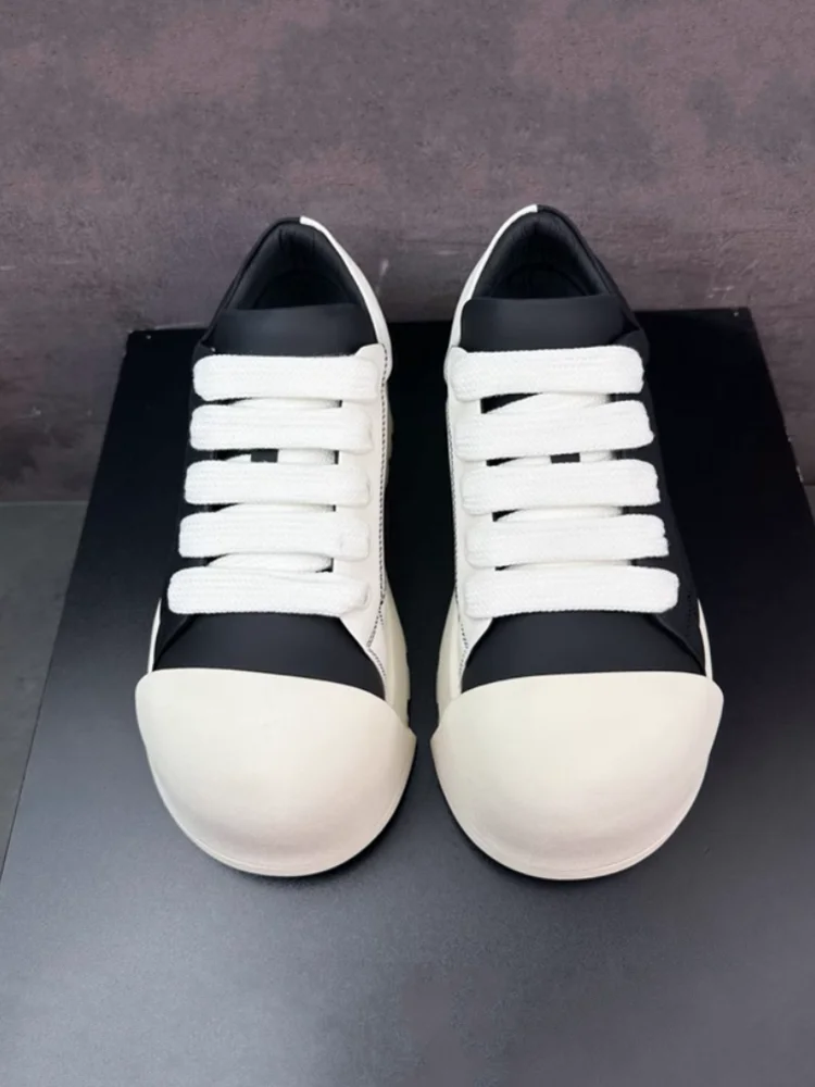 Mens Designer Shoes Big Toe Real Leather Color Blocking Casual Height Increase Platform Sneakers Spring Autumn Lace Up Shoes