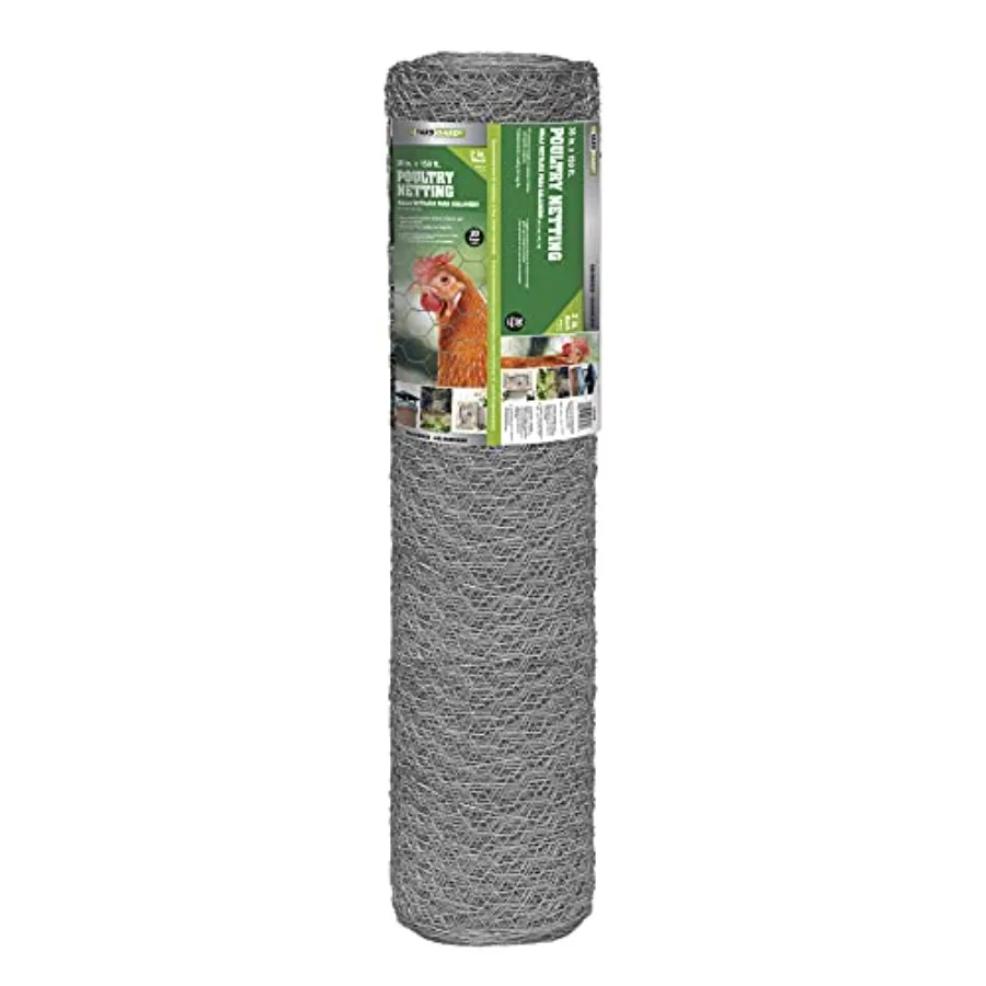 

YARDGARD 2 Inch Poultry Netting for chicken wire fence, galvanized steel, silver, 20 gauge corrosion-resistant durability