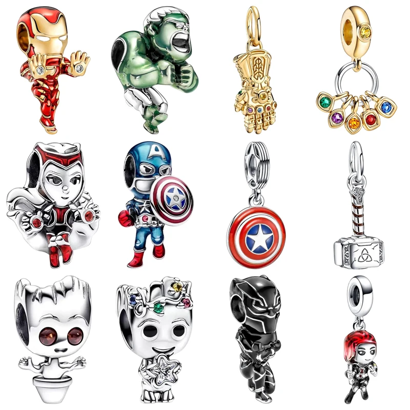 جديد مينيسو ديزني سحر غرزة الرجل العنكبوت الرجل الحديدي المنتقمون الخرز صالح الأصلي 925 الفضة أساور DIY بها بنفسك النساء مجوهرات هدايا #4