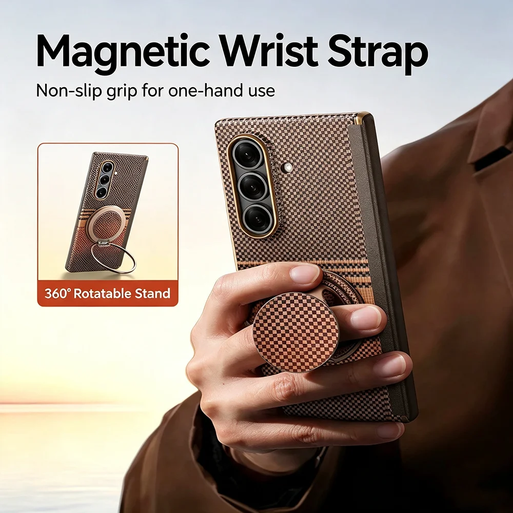 HANNUO For Samsung Galaxy Z Fold 8 Ultra/Fold 7 Magnetic Case Real Kevlar Aramid Fiber Compatible Slim & Light Minimali Cover
