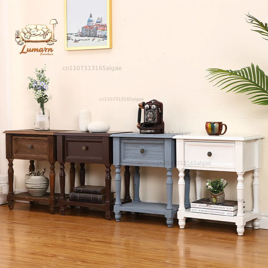 American solid wood storage cabinet retro bedside table 45 mini bedroom bedside table pastoral crevice narrow cabin