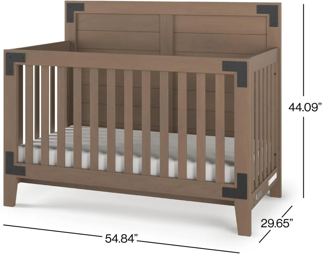 Lucas 4-in-1 Convertible Crib, Baby Crib Converts to Day Bed, Toddler Bed and Full Size Bed, 3 Adjustable Mattress Positions