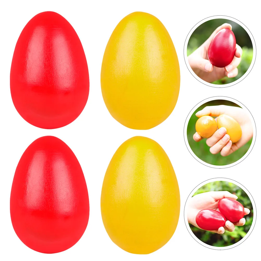 4 Uds. De huevos de arena de madera, huevos coloridos para bebés y niños, instrumento Musical de hierro de percusión