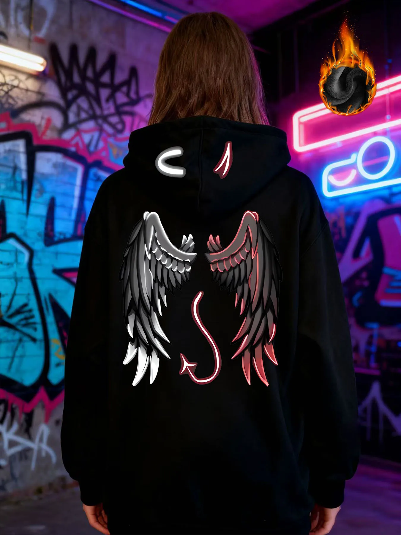 

Winter Y2k Gothic print thick heavy velvet black hooded zipper jacket slim temperament women's jacket casual lazy commuter style