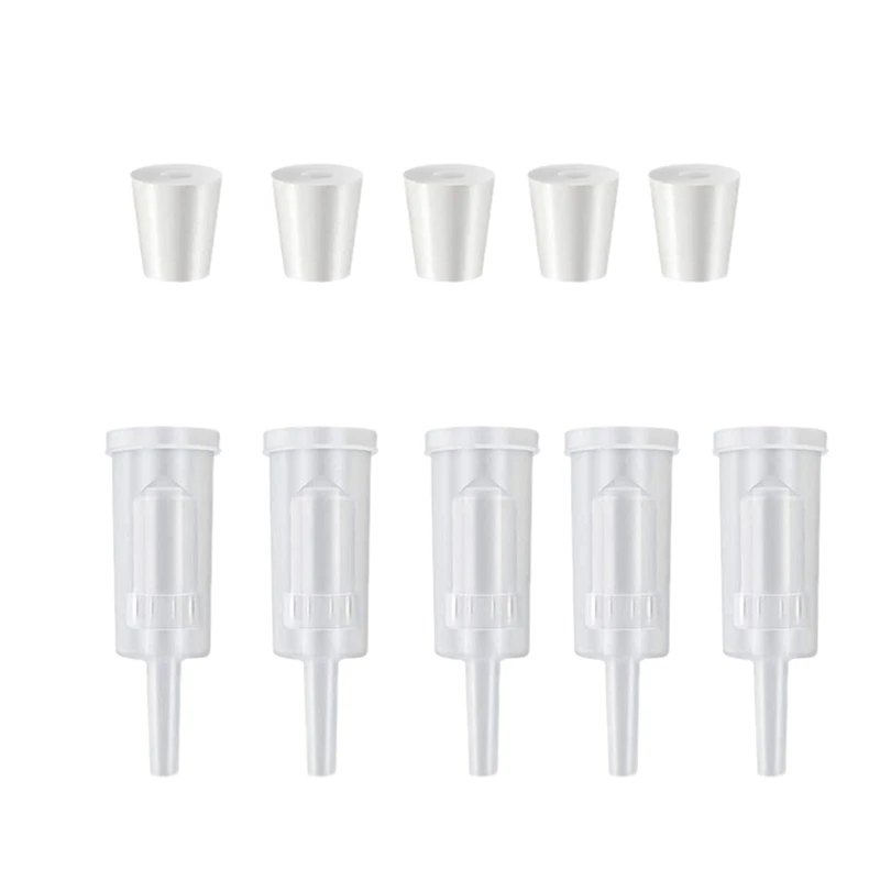 

5 Pack Exhaust Seal Valve With Rubber Airlock Stopper Twin Airlock For Wine Making, Beer Brewing Glass Carboy Fermenter