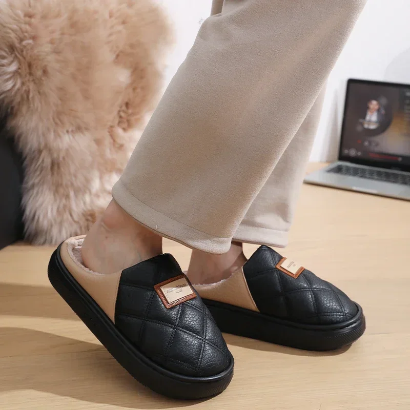 الرجال الشتاء الدافئة اضافية كبيرة النعال رجل منزل في الهواء الطلق عدم الانزلاق النعال الراحة المنزل داخلي غرفة نوم قصيرة أفخم أحذية قطنية