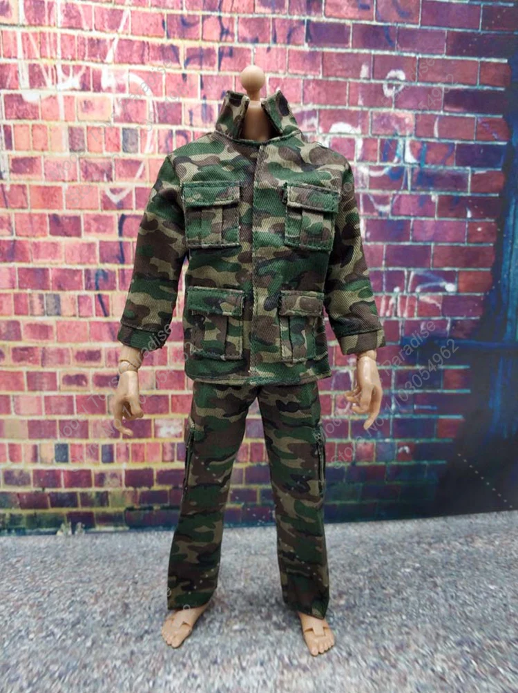 1/6 Men Soldier Combat Uniform Military Camouflage Vest Multi Pocket Workwear Pants Fit 12inch Action Figure Body