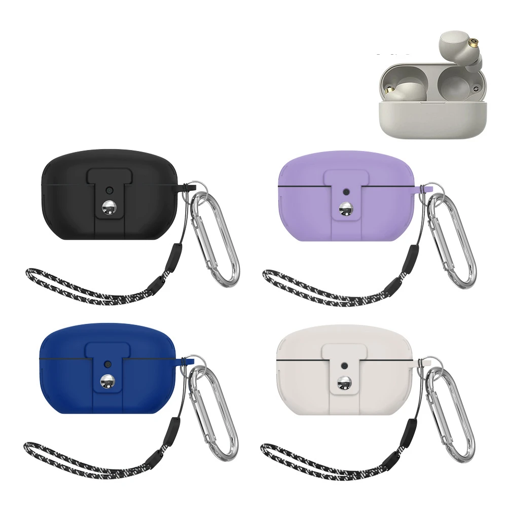 

For Sony WF-1000XM5 Case Bluetooth-compatible Headset Protective Cover Soft Silicone Earbuds Cover Anti-dust Washable With Hook