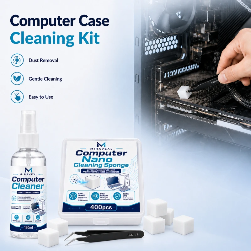 Computer Cleaner Spray 130ml & Nano Sponge 400pcs Kit | Dust Removal for Keyboard, Laptop, PC, Device-Safe with Tweezers