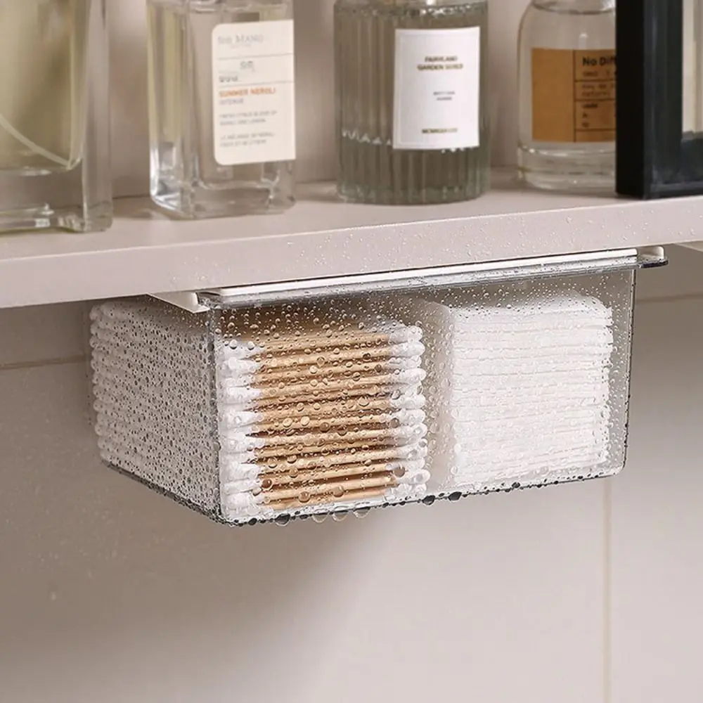 Transparent Under Table Storage Drawer Large Capacity Punch Free Drawer Storage Box Space Saving Visible Pull Out Storage Rack