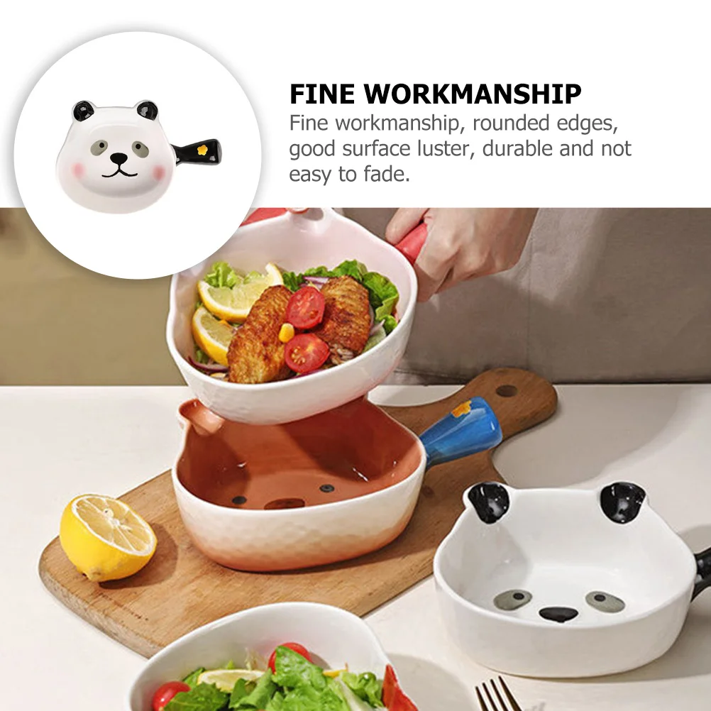 

Очаровательная керамическая миска для салата с пандой, многофункциональная миска для рамэна, безопасный термостойкий аксессуар для ежедневного использования, пищевой аксессуар