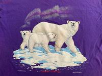 Vtg Polar Bears Northern Lights Purple T shirt, Men's M USA Artist Paul Breeden