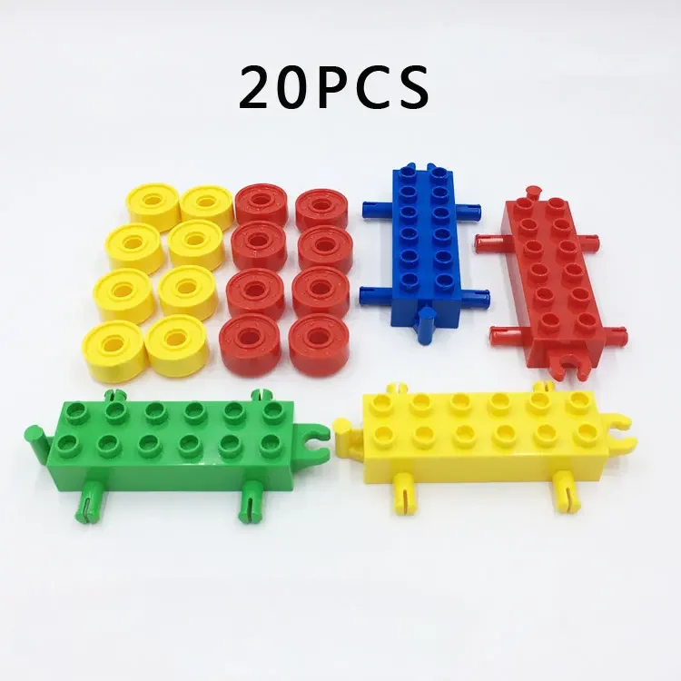 20pcs Large Brick Train carriage The Truck/wheels Assemble Building Blocks Compatible With lego Duplo  Bricks Toys For Children