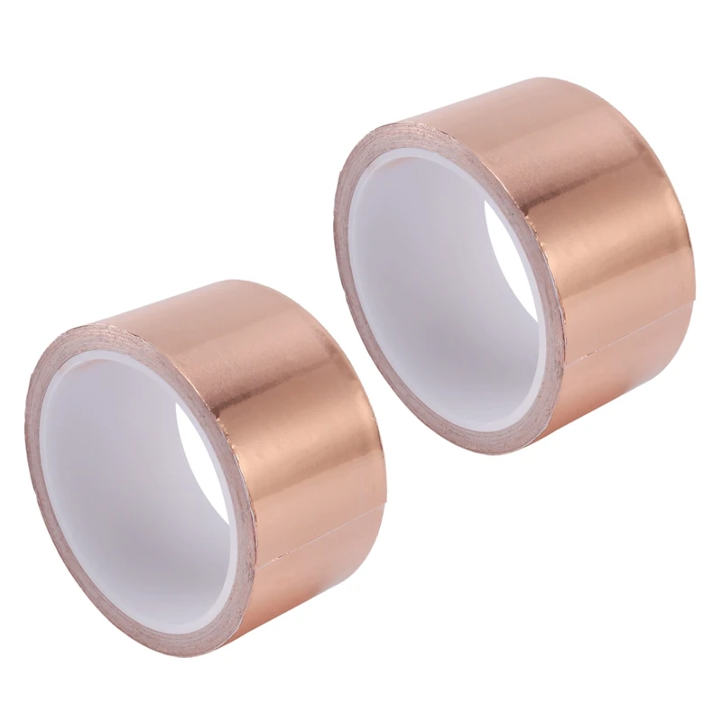 

2Pcs 50Mmx10m EMI Copper Adhesive Copper Foil Copper Tape Self-Adhesive Tape Roll