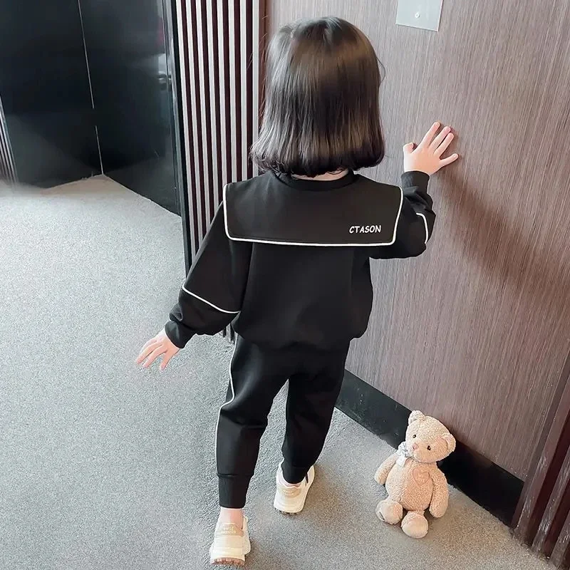 Casual Children 2 Piece Set Girls Long Sleeve Sweatshirts Tops And Baggy Kids Jogger Pants Ensembles 2024 New Tracksuit Sets