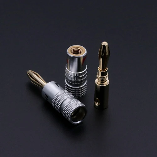 Imagen 2 del producto Supernew 100 Uds conector Banana 24K chapado en oro cobre BFA 4mm conector Banana conector de altavoz macho enchufe de cable de altavoz de Audio