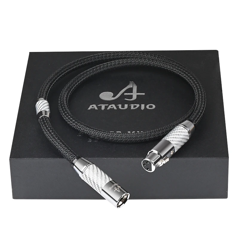 Ataudio hifi xlr audio kabel hi-end kohle faser rhodinierter stecker 2xlr ausgleichs kabel für mikrofon mischer audio kabel 4